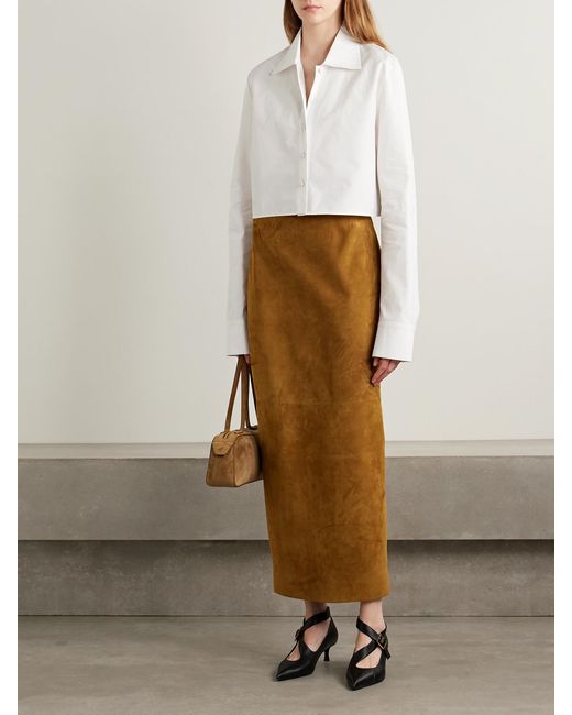 Khaite White Jasen Cropped Oxford Shirt