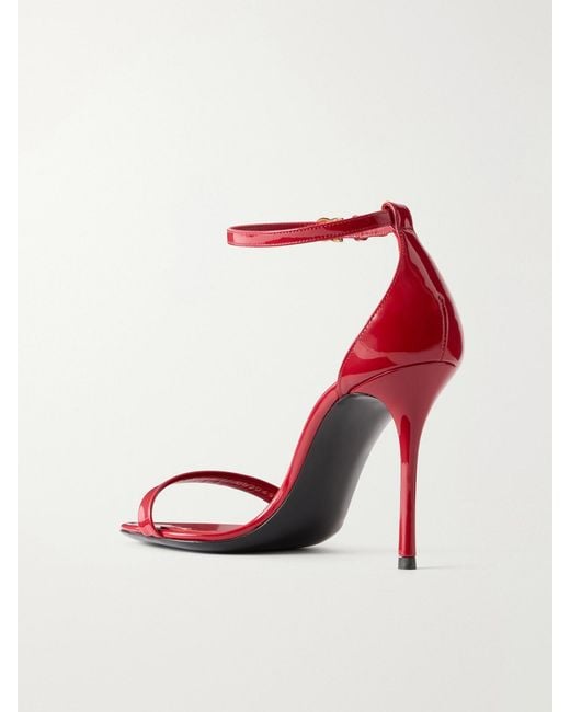 Dolce & Gabbana Pink Logo-Detailed Patent-Leather Sandals
