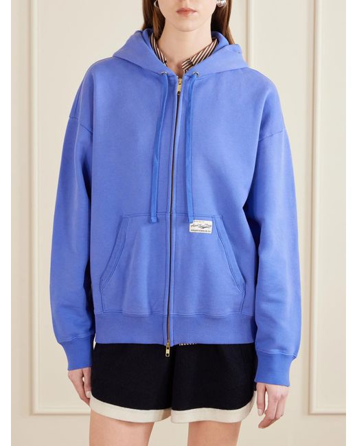 Aimé Leon Dore Blue Appliquéd Cotton-Jersey Hoodie