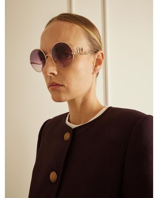 Chloé Pink Iconic Round-Frame-Tone Sunglasses