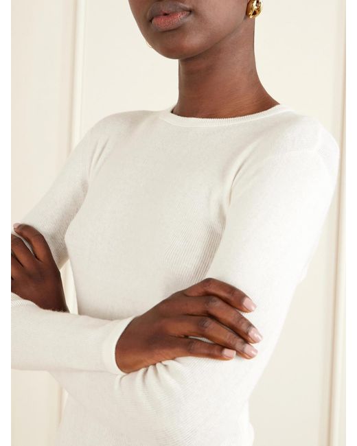 Lisa Yang Natural Vivian Cotton And Cashmere-Blend T-Shirt