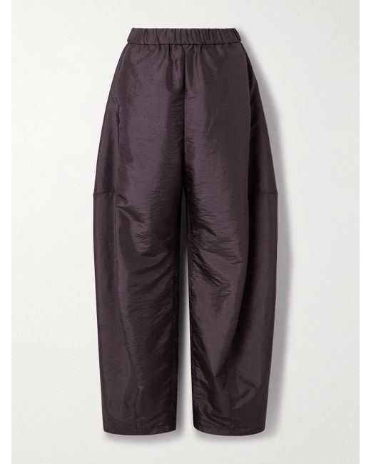 Tibi Purple Winslow Shell Barrel-Leg Pants