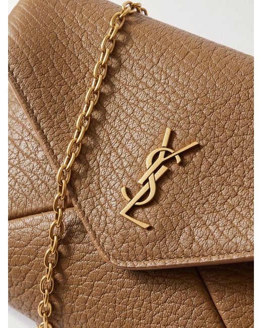 Saint Laurent Natural Cassandre Textured-Leather Shoulder Bag