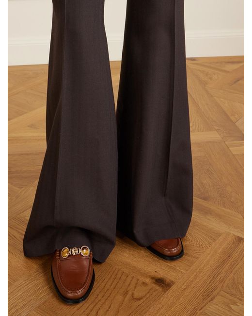 Gabriela Hearst Brown Melchora Embellished Leather Loafers