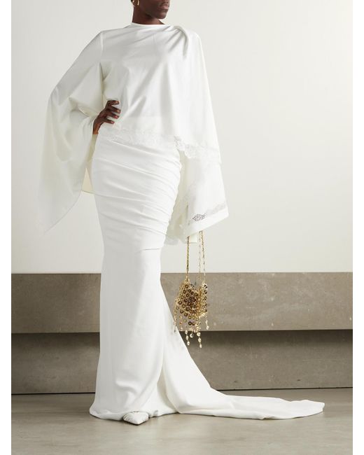 Stella McCartney White Train Maxirock Aus Crêpe Mit Raffungen