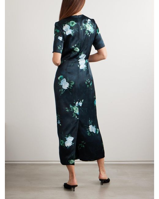 Erdem Abstract Rose Print Short Sleeve Cocktail Dress in Blue | Lyst Erdem Abstract Rose Print Short Sleeve Cocktail Dress in Blue | Lyst