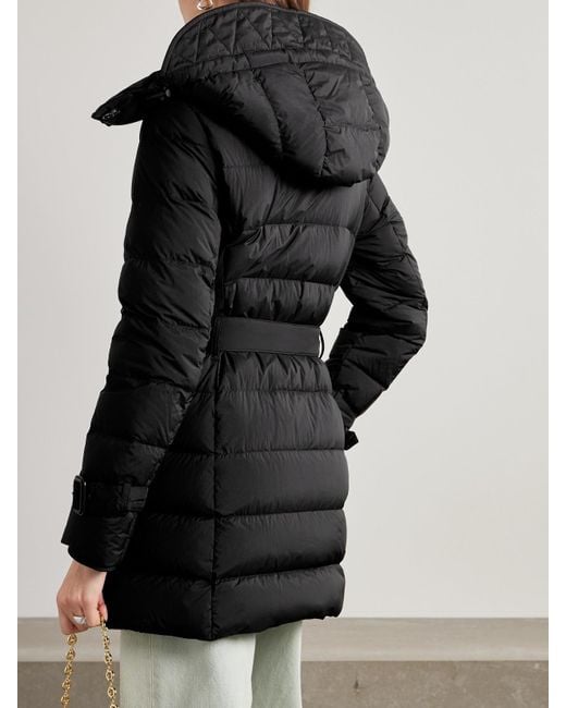Burberry Black Hooded Belted Double-Breasted Quilted Shell Down Coat