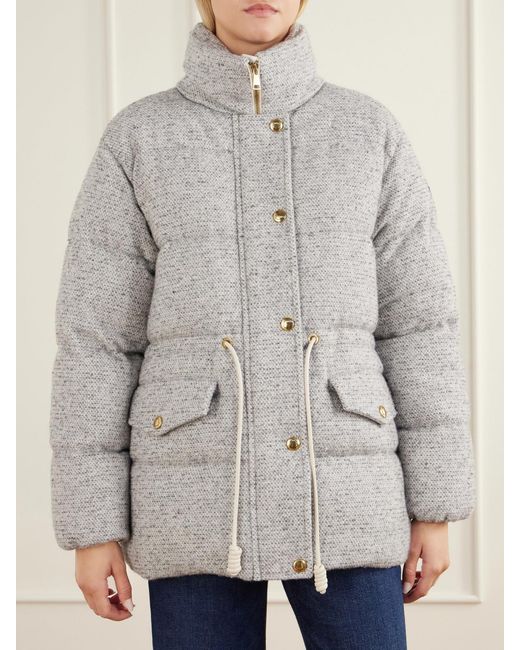 Moncler White Diaphanes Wool-Blend Quilted Down Jacket