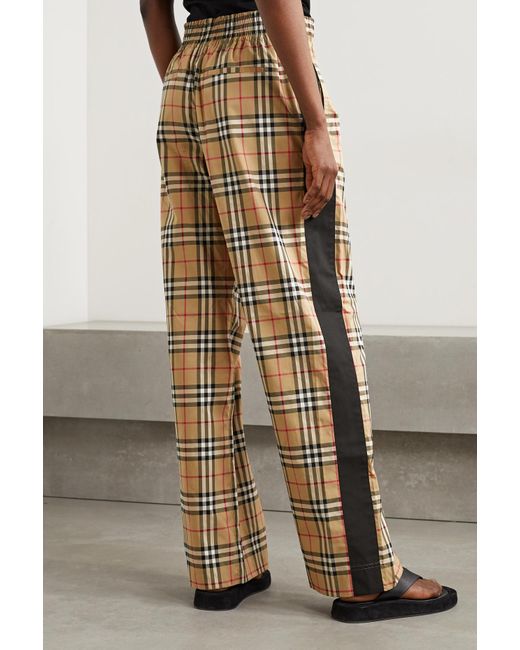 Burberry Striped Checked Cotton-blend Wide-leg Pants
