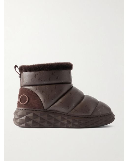Jimmy Choo Brown Xan Calfskin-Shearling Snow Boots