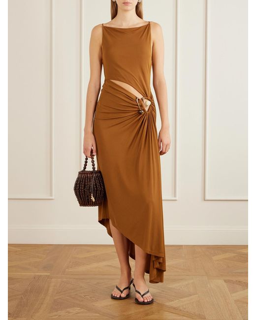 Cult Gaia Brown Lanterna Wood-Beaded Mini Bag