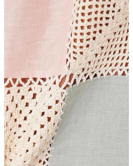 Mini-Robe Patchwork En Coton Crocheté Et En Lin Vita Sorbet Alix Of Bohemia en coloris Blue