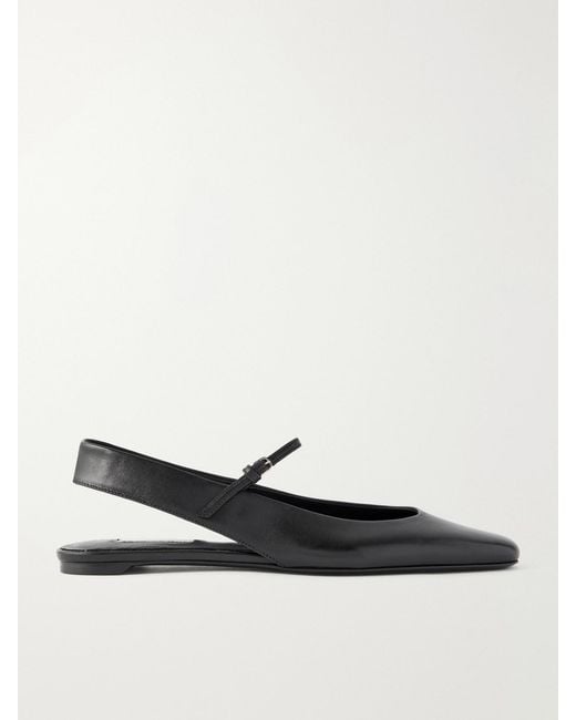 Totême White Leather Mary Jane Slingback Ballet Flats