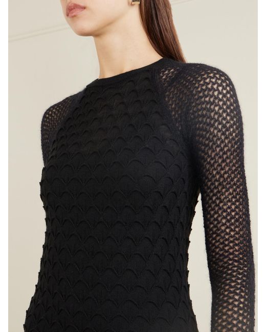 Lanvin Black Open-Knit Wool Maxi Dress