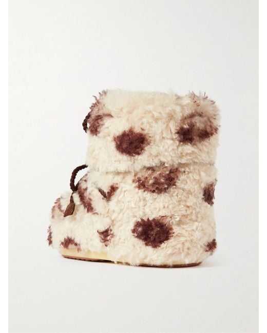 Moon Boot Natural Icon Low Cow-Print Fleece S