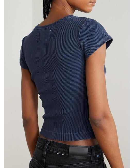 Citizens of Humanity Blue Nello Ribbed Jersey T-Shirt