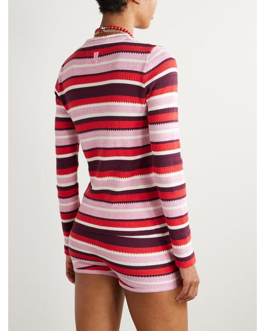 LaDoubleJ Red Gestreifter Pullover Aus Einer Gerippten Baumwoll-Kaschmirmischung
