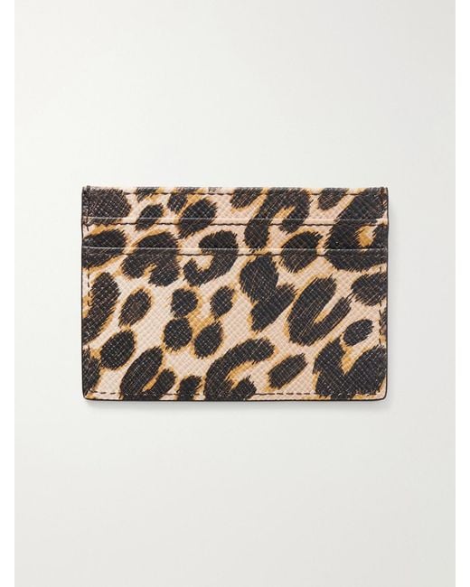 Smythson Metallic Panama Leopard-Printed Leather Cardholder