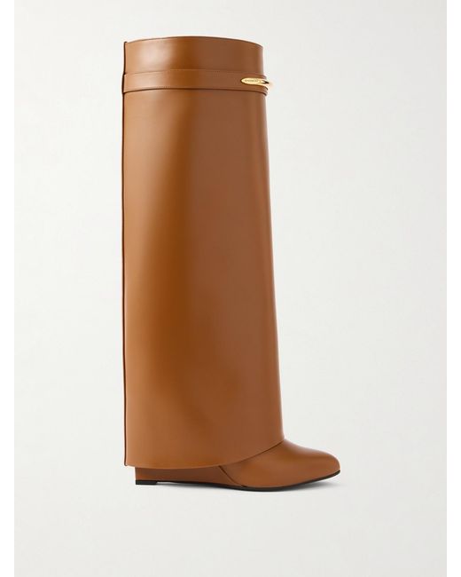 Givenchy Brown Shark Leather Knee Boots