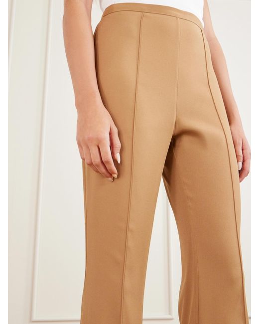 Taller Marmo Natural Mae Crepe-Cady High-Waisted Flared Pants