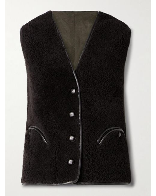 Blazé Milano Black Tatoosh Gliss Wendbare Jacke Aus Shearling Mit Lederbesätzen