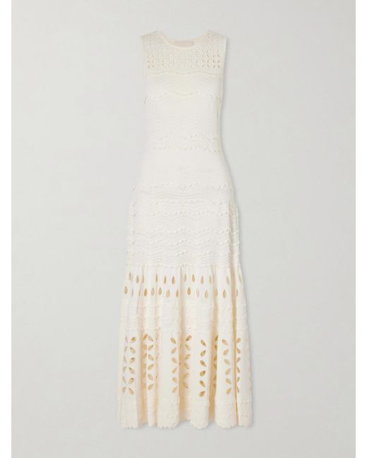 Ulla Johnson White Lakshmi Knitted Midi Dress
