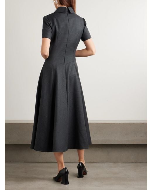 Emilia Wickstead Black Jody Paneled Prince Of Wales Checked Wool-Blend Midi Shirt Dress