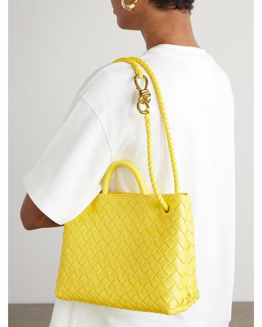Bottega Veneta Yellow Andiamo Small Intrecciato Leather Tote