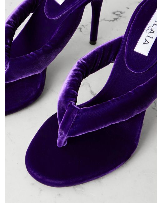 Alaïa Blue 90 Velvet Mules