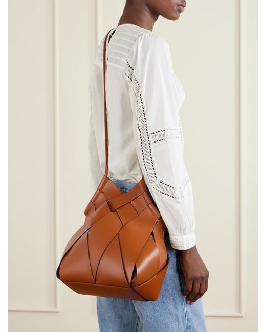 Ulla Johnson Brown Charlotte Woven Leather Shoulder Bag
