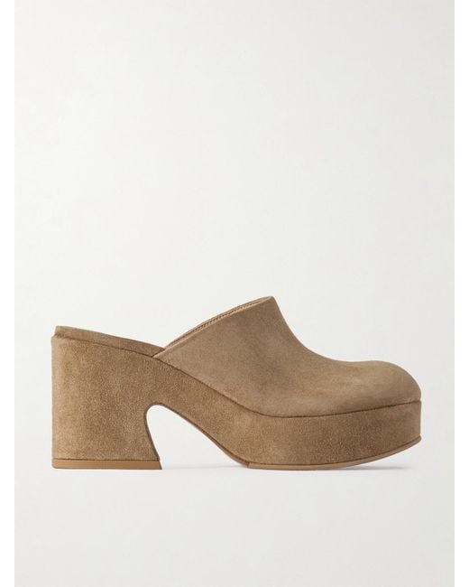 Gianvito Rossi Brown Lyss 55 Suede Mules