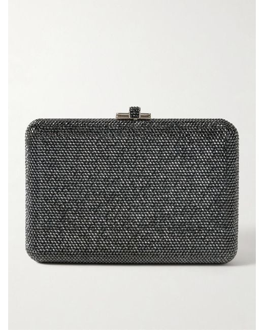 Judith Leiber Black Slim Slide Crystal-Embellished-Tone Clutch