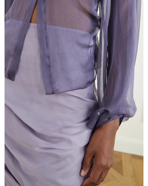 PAULINE DUJANCOURT Purple Alyona Cut-Out Silk Blouse