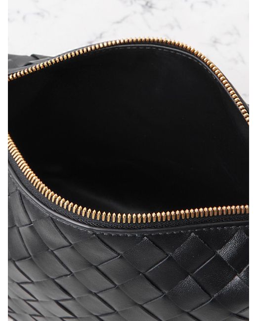 Bottega Veneta Black Wallace Mini Intrecciato Leather Shoulder Bag