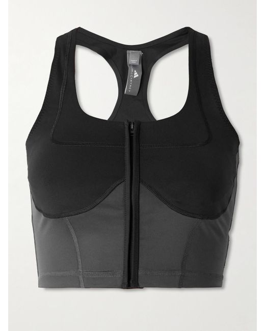 Adidas By Stella McCartney Black Verkürztes Bustier Aus Stretch-Material
