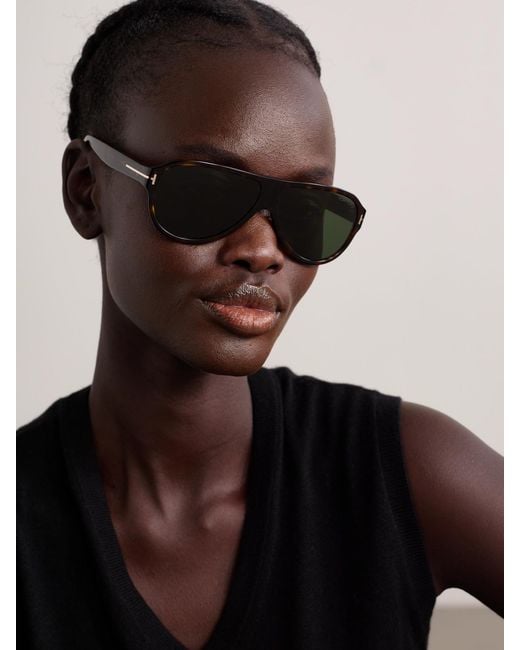 Tom Ford Green Samuele Aviator-Style Acetate Sunglasses