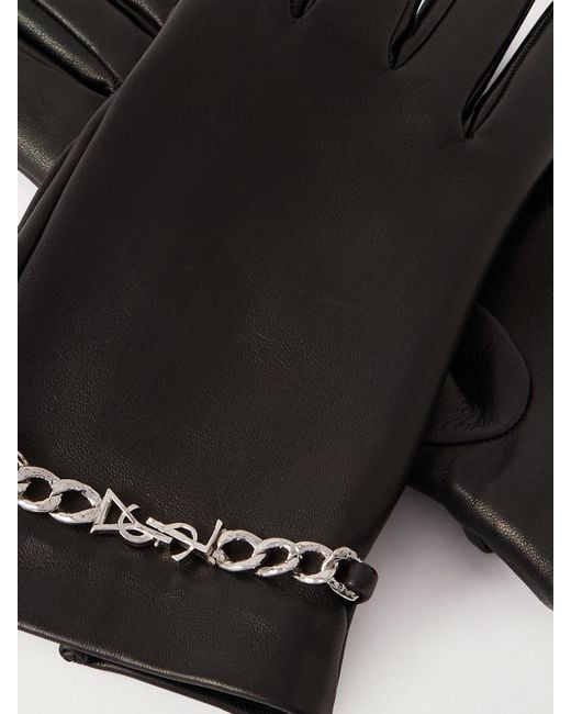 Saint Laurent Black Leather Gloves