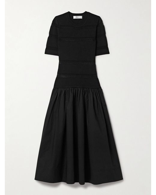 Robe Midi En Mailles Stretch Et En Coton Devon Sea en coloris Black