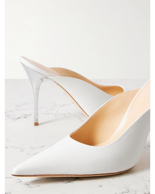 Magda Butrym White Mules Aus Leder
