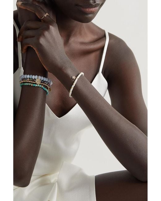 Sydney Evan White Small Plumeria 14-Karat, And Diamond Bracelet