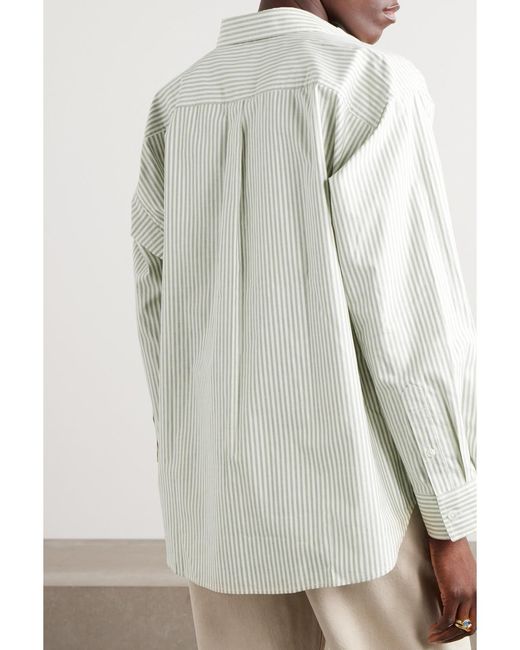 Totême White Striped Cotton-Poplin Shirt