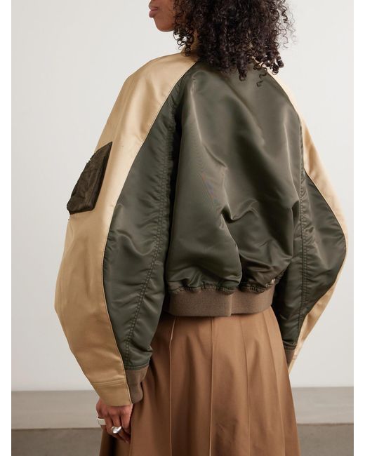 Sacai Green Oversized Cotton-Canvas And Shell Bomber Jacket