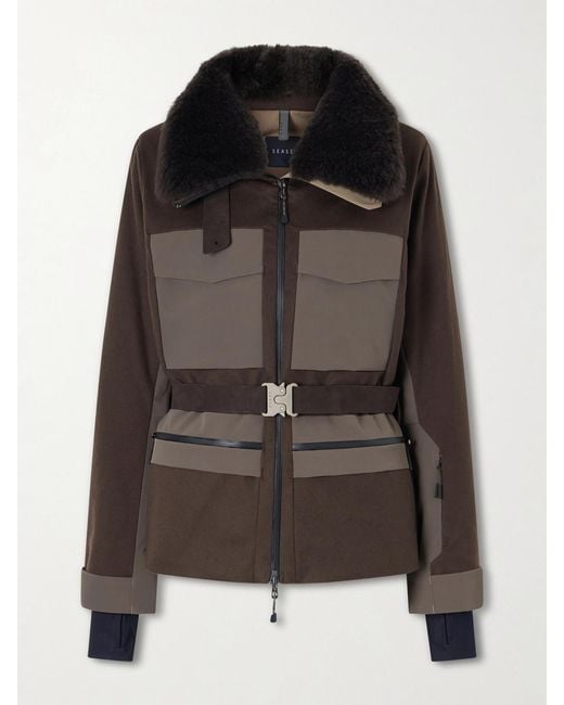 Sease Black Belted Plush And Twill-Trimmed Wool And Cashmere-Blend Felt Down Ski Jacket