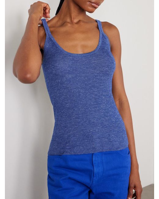 Gabriela Hearst Blue Cinxia Tanktop Aus Einer Gerippten Mischung Aus Kaschmir, Seide Und Hanf