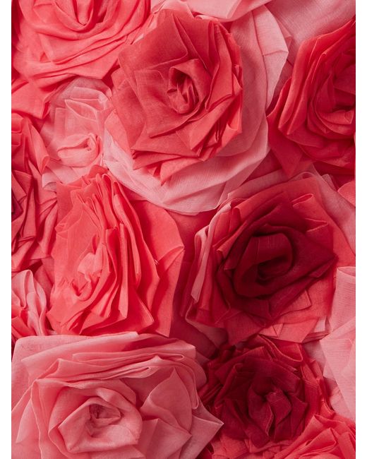 Erdem Red Embellished Off-The-Shoulder Silk-Chiffon Gown