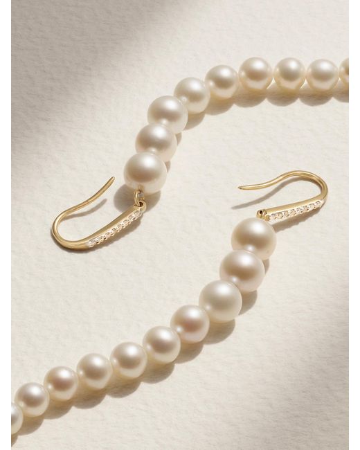 Mateo White 14-Karat, Pearl And Diamond Earrings