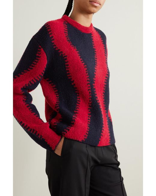 Loewe Red Colorblocked Wool-blend Sweater