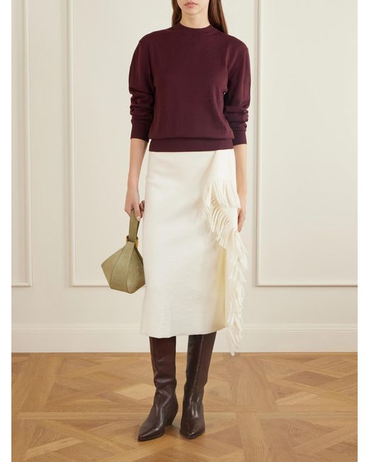 Lanvin Purple Bow-Detailed Wool-Blend Cardigan