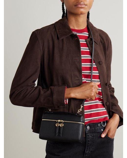 Tory Burch Black Romy Slim Schultertasche Aus Strukturiertem Leder