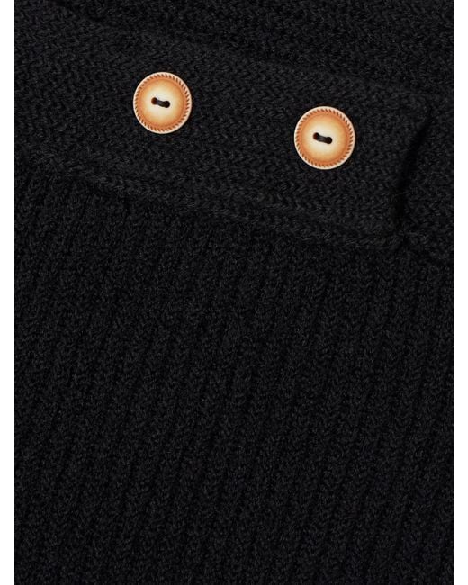 Isabel Marant Black Diha Button-Embellished Ribbed Wool-Blend Shorts